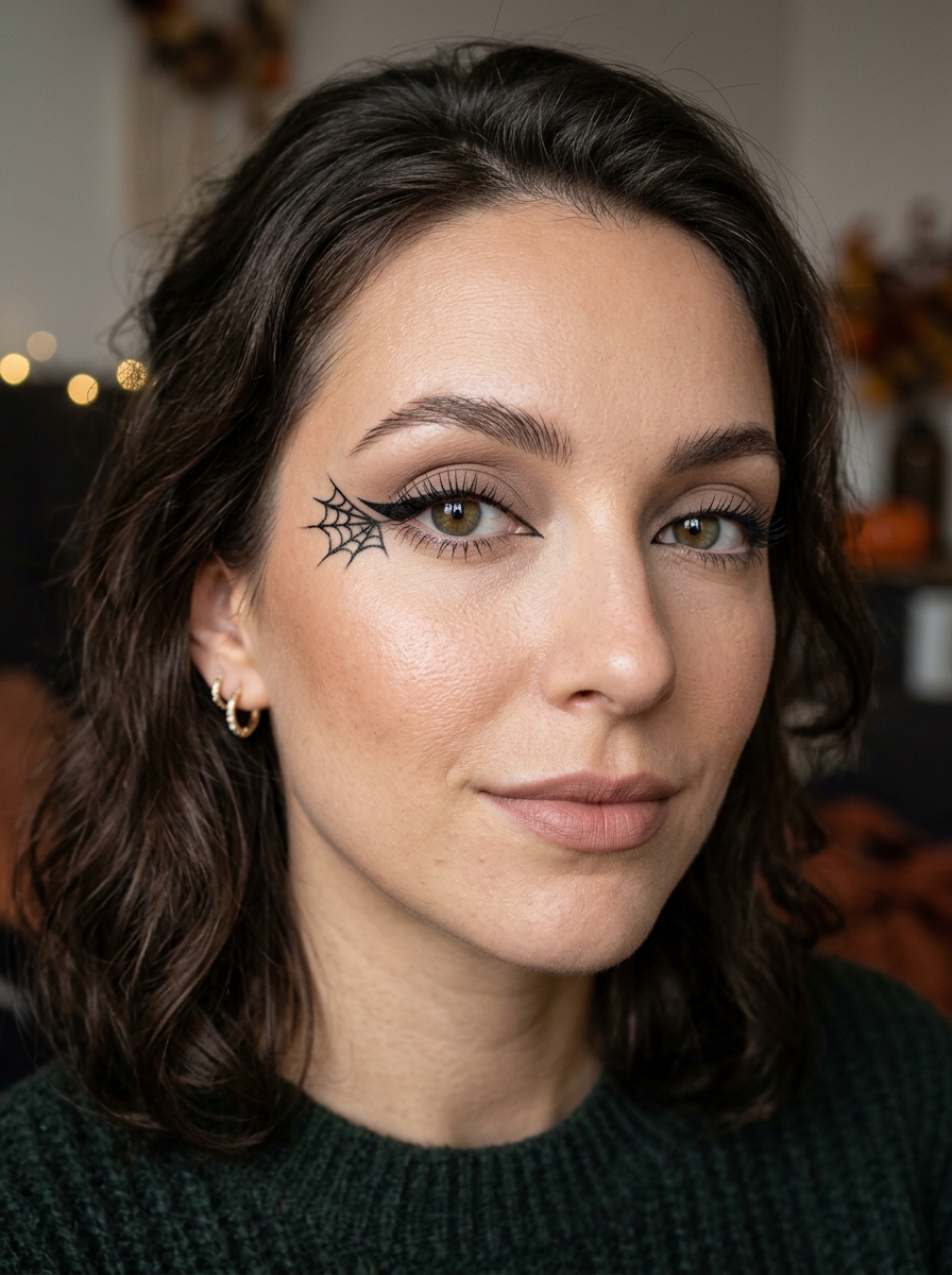 Spiderweb Eyeliner als Halloween Makeup Ideen für Frauen Inspiration 2026